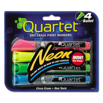 Quartet® Neon Dry Erase Marker Set, Broad Bullet Tip, Assorted Colors, 4-set freeshipping - TVN Wholesale
